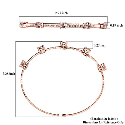 Luxoro AAA Pink Morganite 2.25 ctw 5 Elements of Earth Adjustable Bangle Bracelet in 10K Rose Gold 4.22 Grams