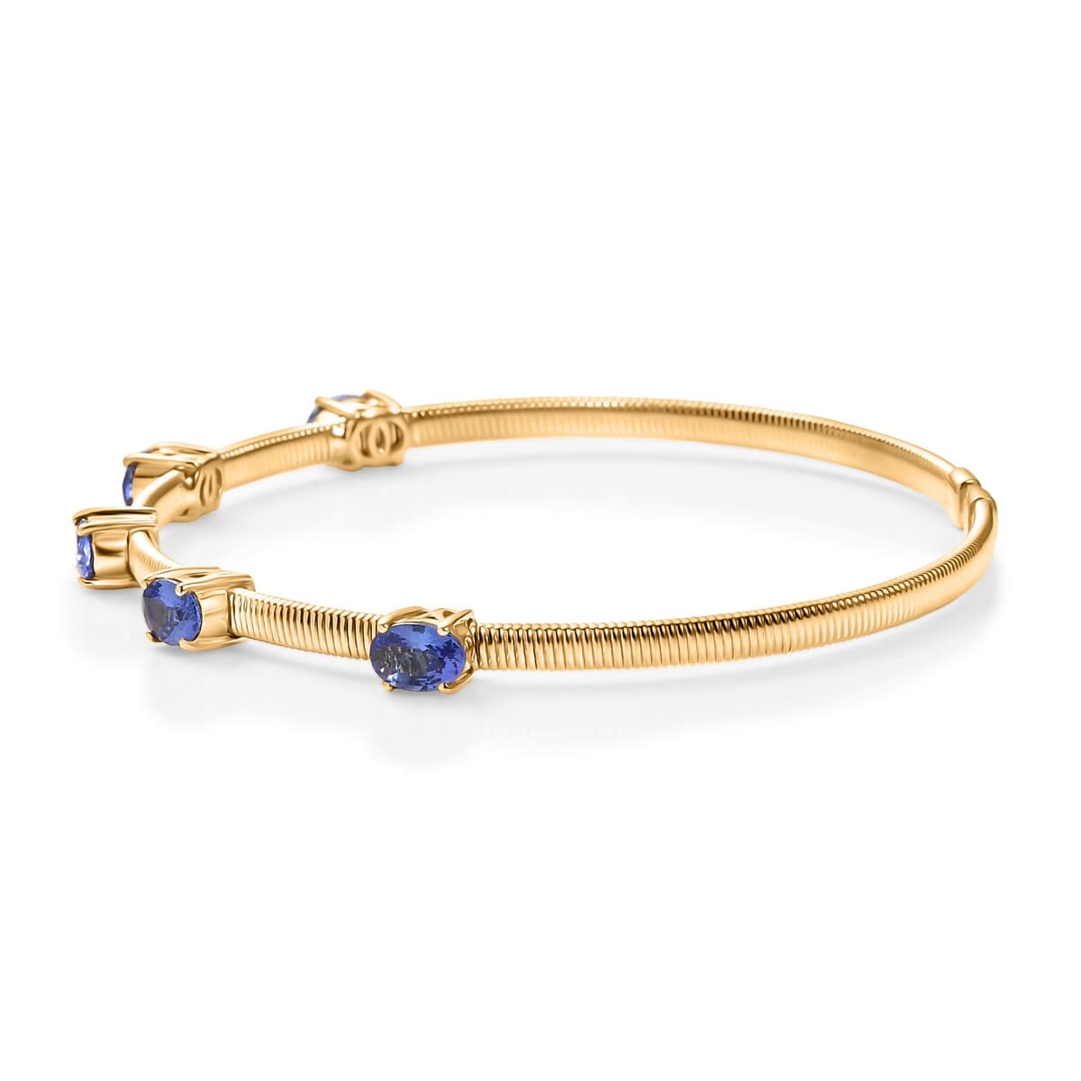Luxoro AAA Tanzanite 2.35 ctw Adjustable Bangle Bracelet in 10K Yellow Gold 4.40 Grams  image number 3
