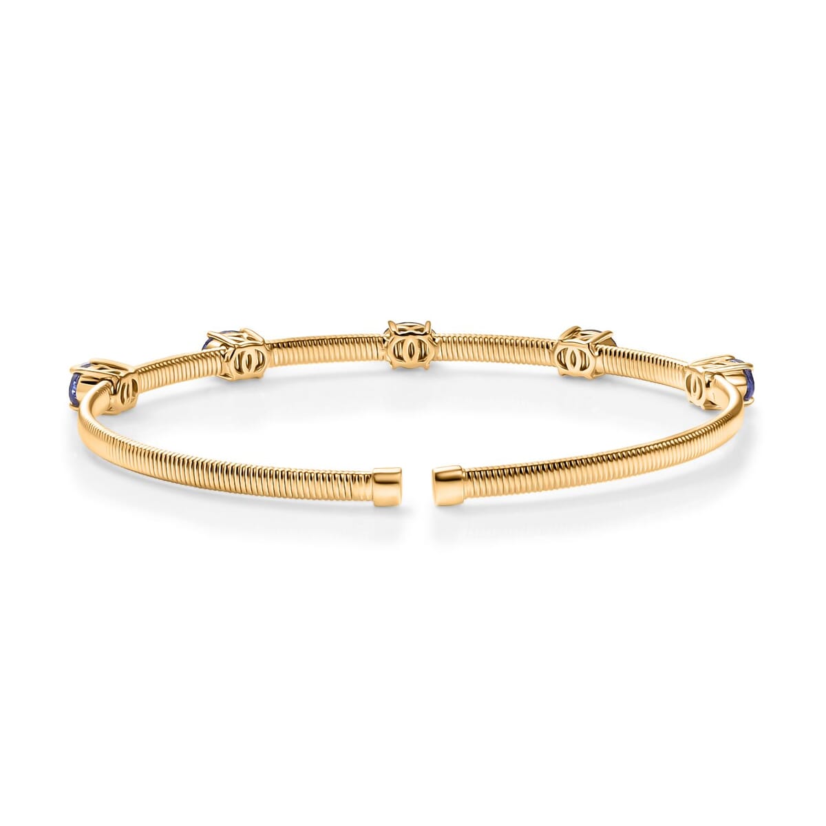 Luxoro AAA Tanzanite 2.35 ctw Adjustable Bangle Bracelet in 10K Yellow Gold 4.40 Grams  image number 4