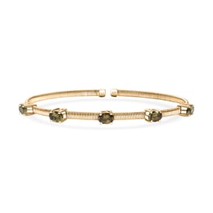 Luxoro Premium Ambanja Demantoid Garnet 2.35 ctw Adjustable Bangle Bracelet in 10K Yellow Gold 4.22 Grams