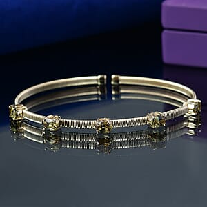 Luxoro Premium Ambanja Demantoid Garnet 2.35 ctw 5 Elements of Earth Adjustable Bangle Bracelet in 10K Yellow Gold 4.22 Grams