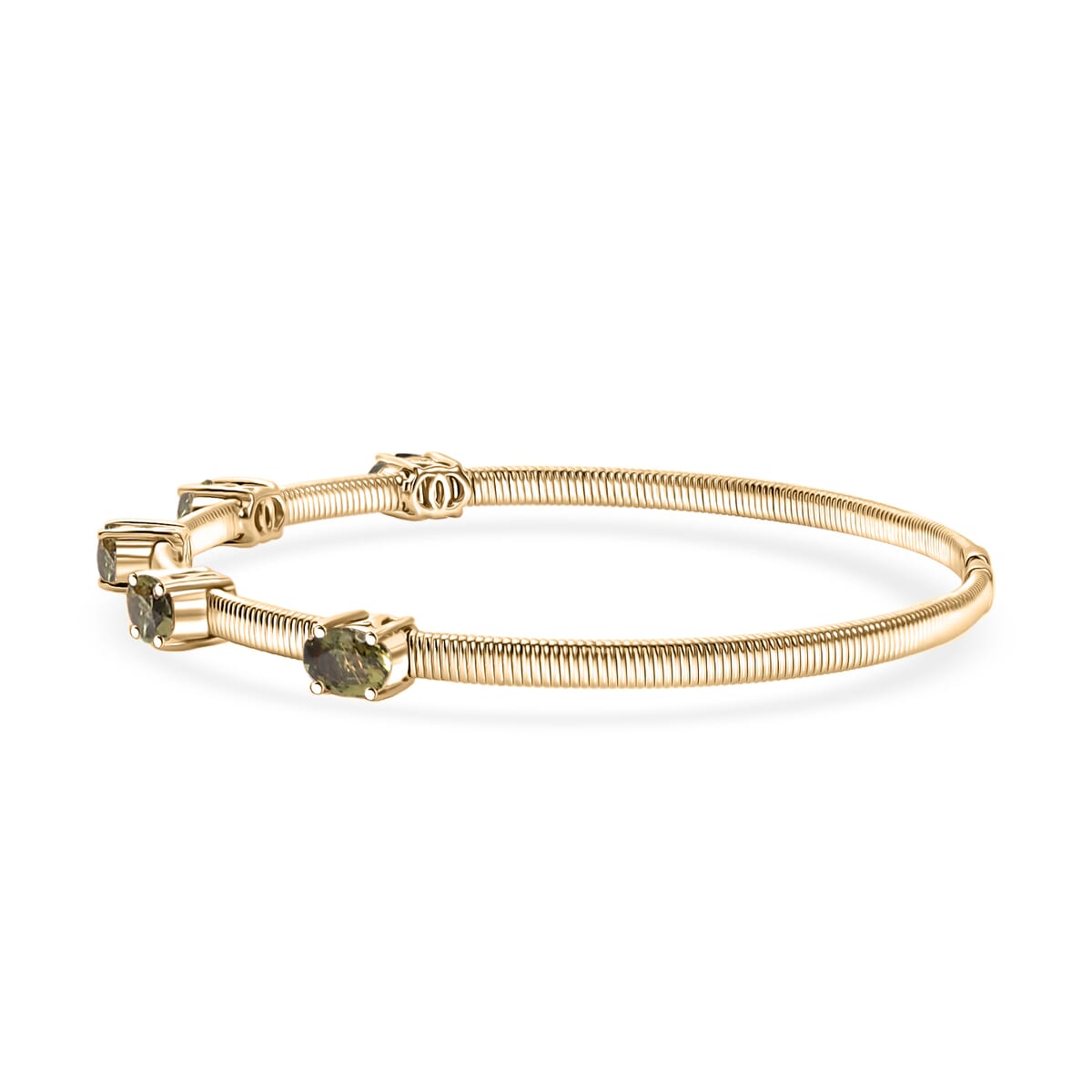 Luxoro Premium Ambanja Demantoid Garnet 2.35 ctw 5 Elements of Earth Adjustable Bangle Bracelet in 10K Yellow Gold 4.22 Grams image number 3