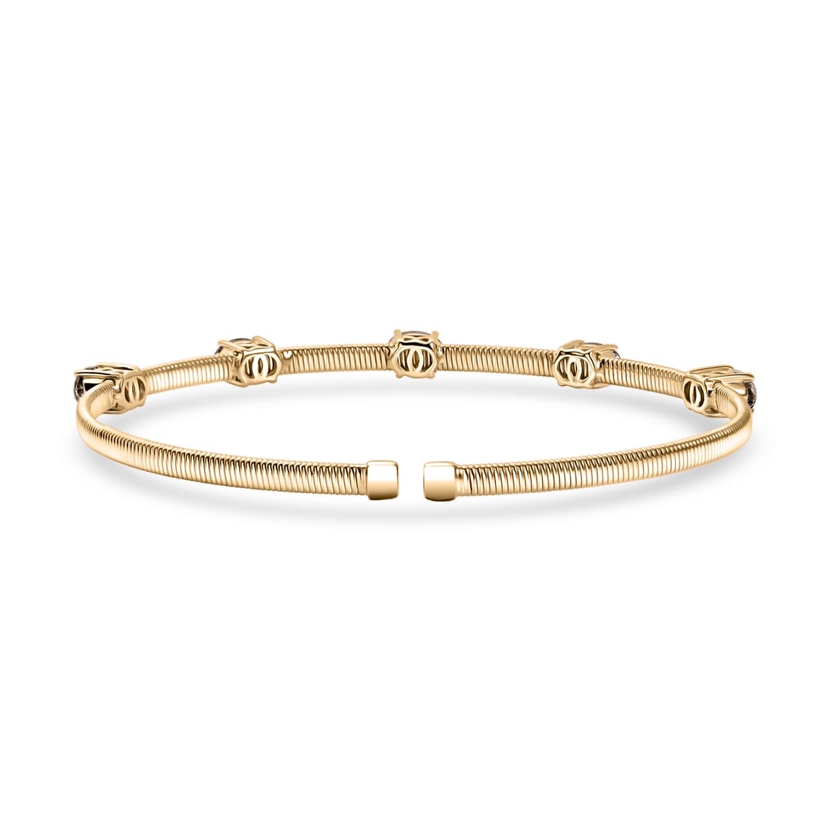 Luxoro Premium Ambanja Demantoid Garnet 2.35 ctw 5 Elements of Earth Adjustable Bangle Bracelet in 10K Yellow Gold 4.22 Grams image number 4