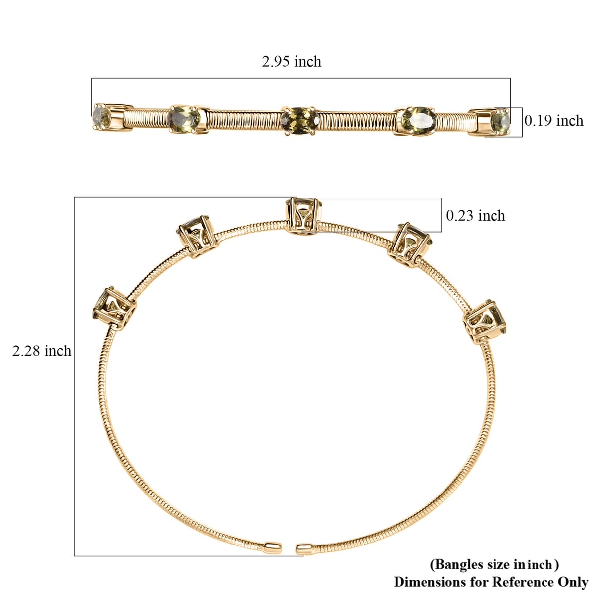 Luxoro Premium Ambanja Demantoid Garnet 2.35 ctw 5 Elements of Earth Adjustable Bangle Bracelet in 10K Yellow Gold 4.22 Grams image number 5