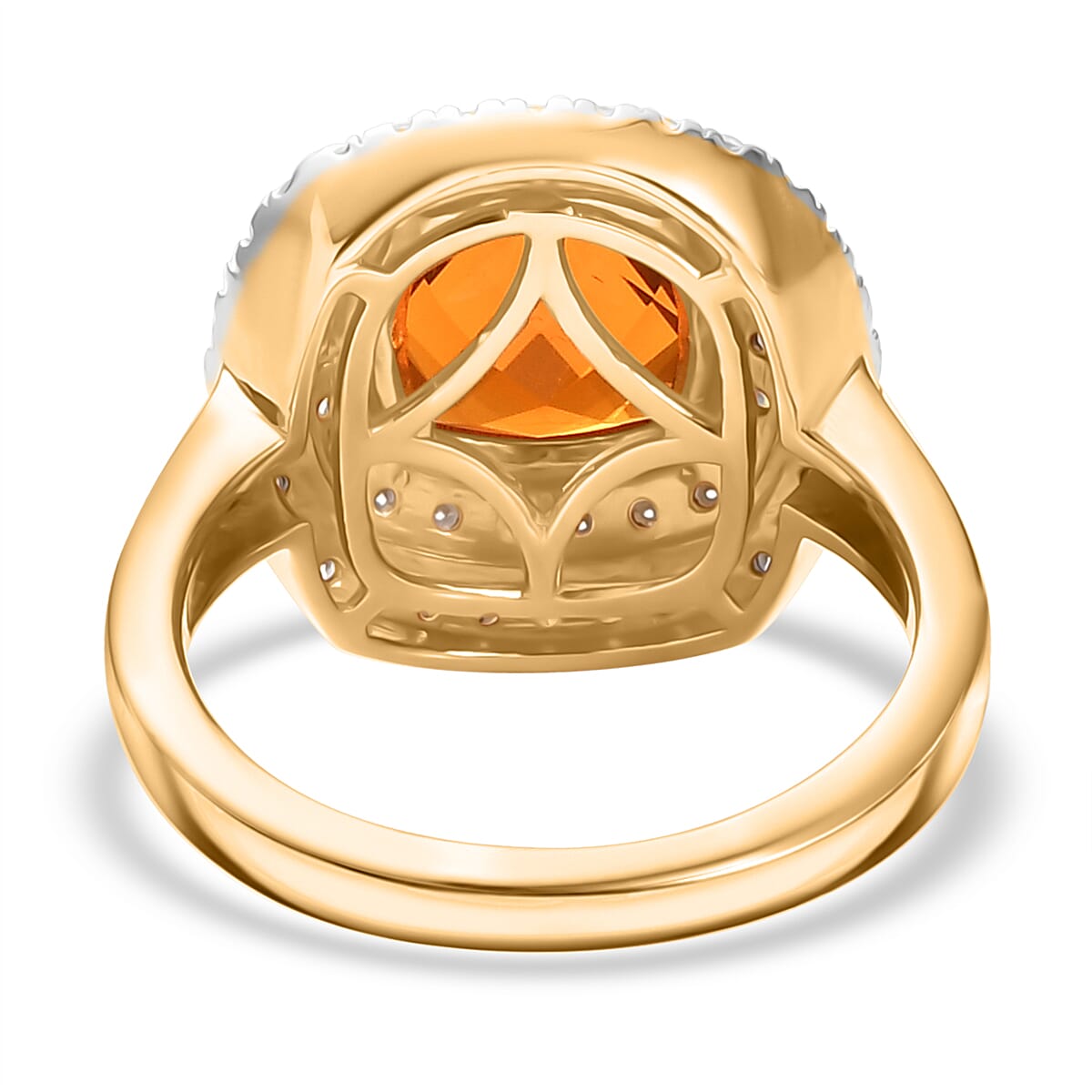 Crimson Fire Opal and Moissanite 2.64 ctw Ring in 18K Vermeil Yellow Gold Over Sterling Silver (Size 8.0)