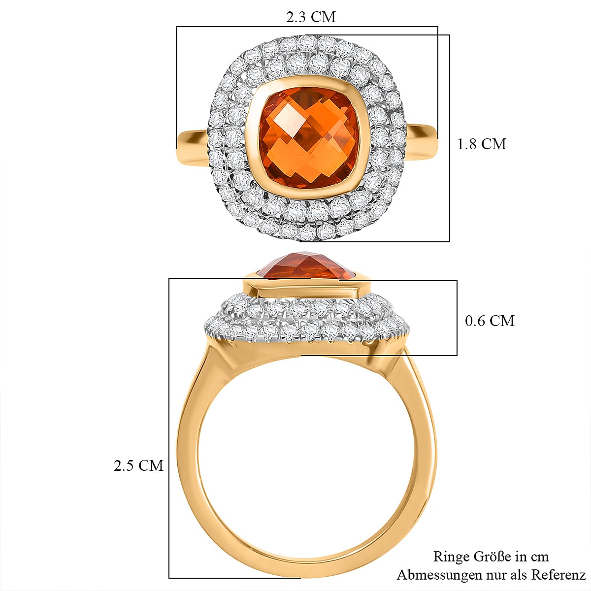 Crimson Fire Opal and Moissanite 2.64 ctw Ring in 18K Vermeil Yellow Gold Over Sterling Silver (Size 8.0)