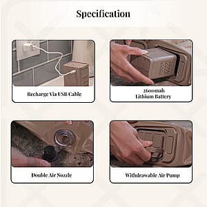 Rechargeable Beige Auto Inflation Air Mattress with Built in Pump