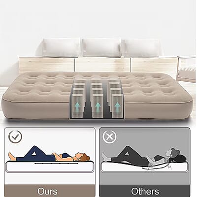 Rechargeable Beige Auto Inflation Air Mattress with Built in Pump