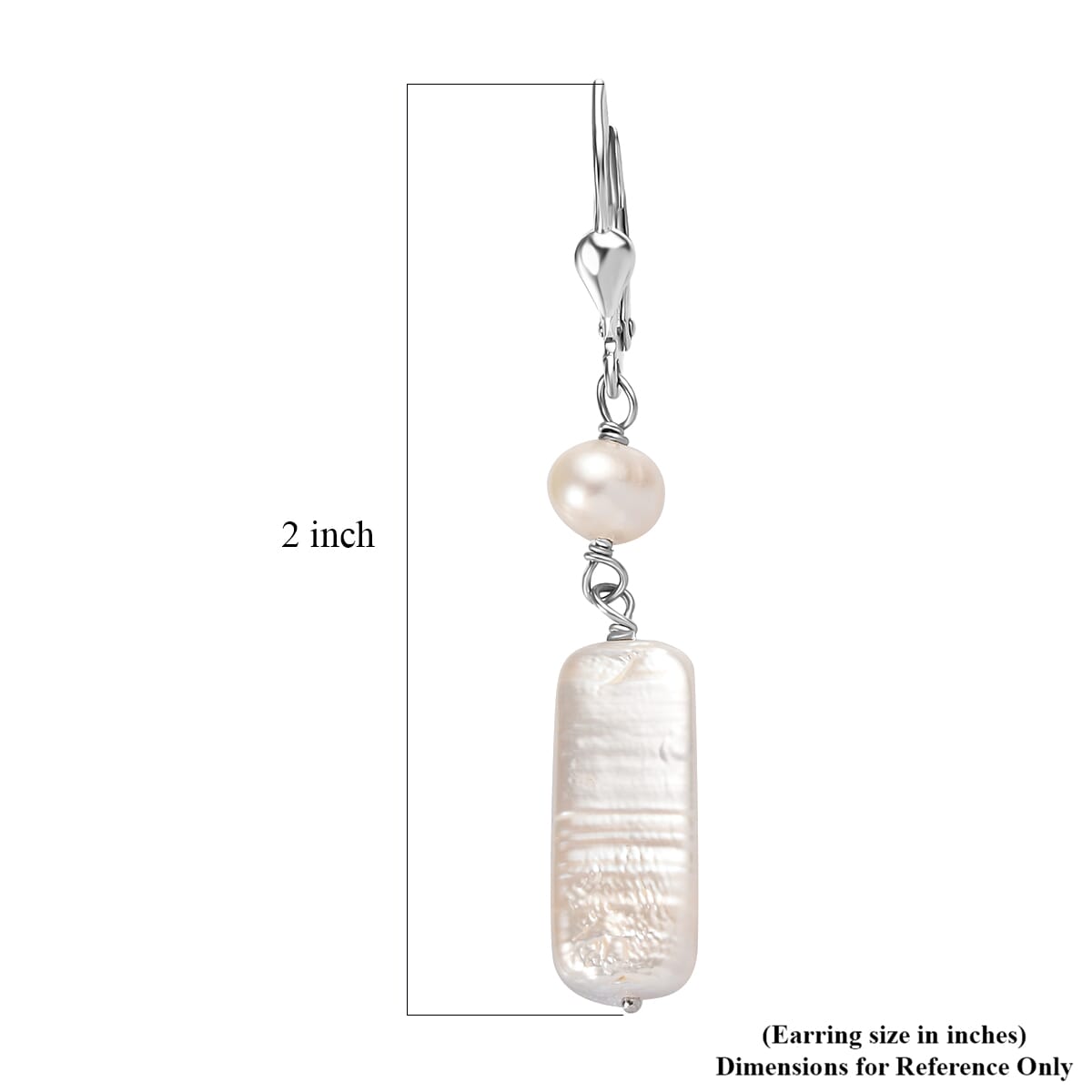 White Freshwater Pearl Dangle Earrings in Rhodium Over Sterling Silver image number 4