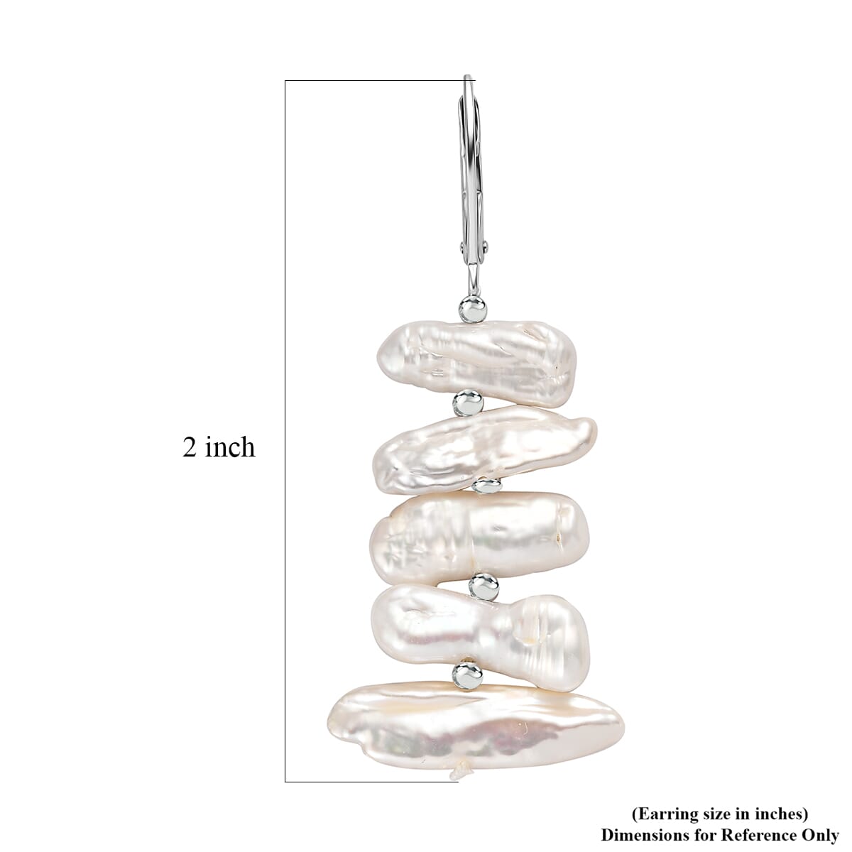 White Freshwater Pearl Fancy Earrings in Rhodium Over Sterling Silver image number 4