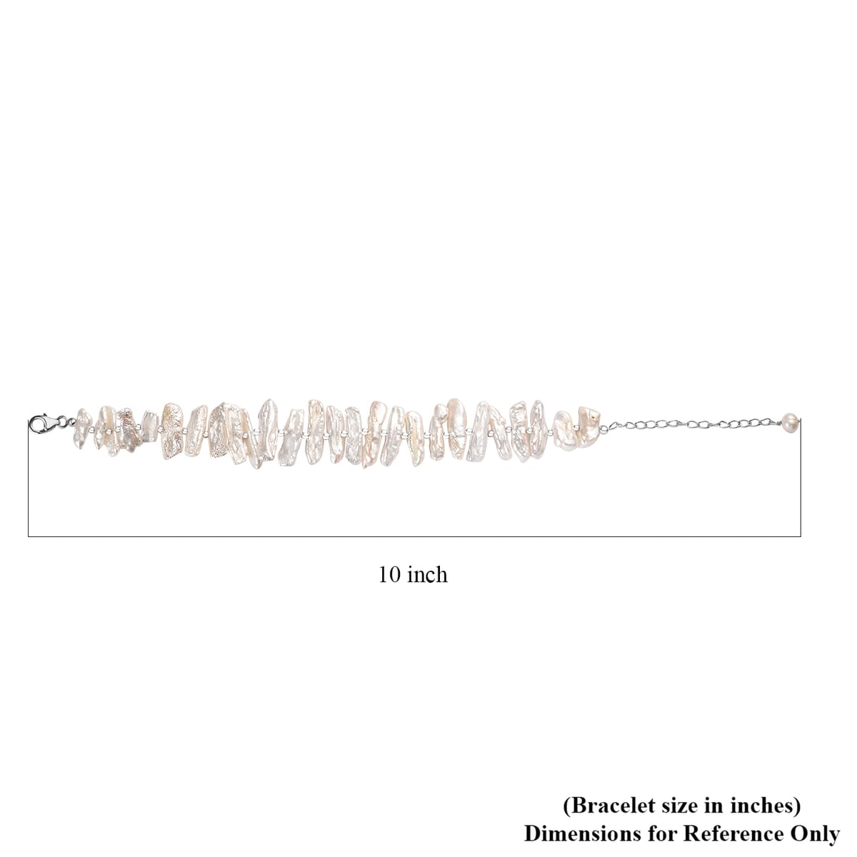 White Keshi Pearl Bracelet in Rhodium Over Sterling Silver (7.25 In) image number 4