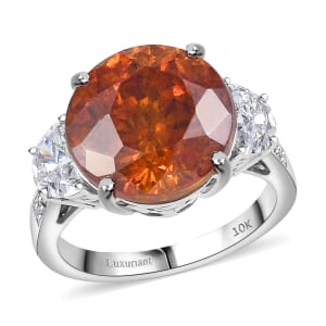 Premium Picos Altos Sphalerite and E-F VS Luxuriant Lab Grown Diamond 12.35 ctw Flare Arc Ring in 10K White Gold (Size 7.0)