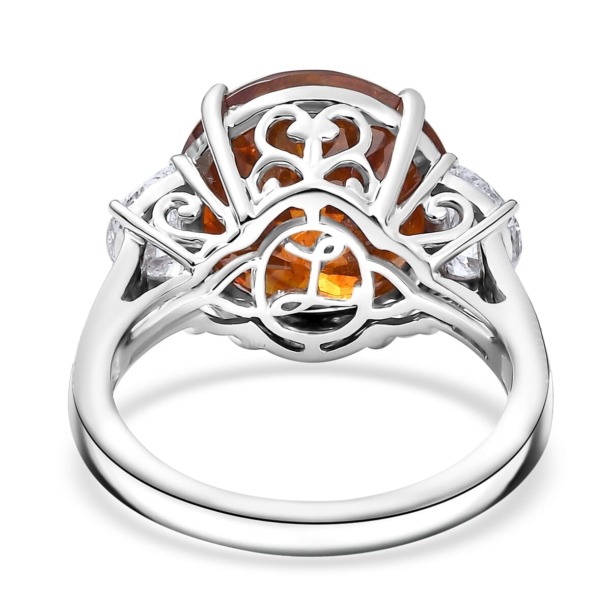 Premium Picos Altos Sphalerite and E-F VS Luxuriant Lab Grown Diamond 12.35 ctw Flare Arc Ring in 10K White Gold (Size 7.0) image number 4