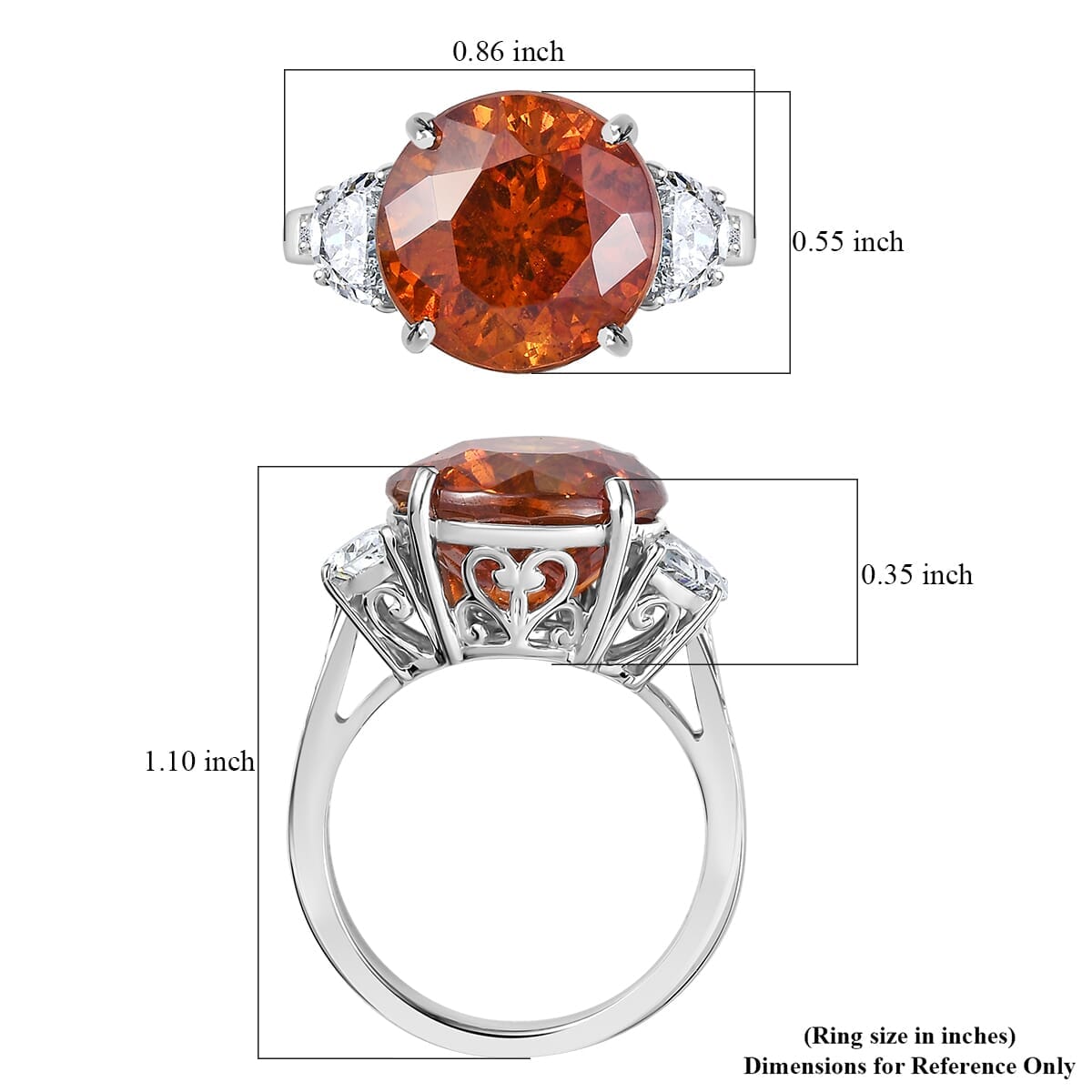 Premium Picos Altos Sphalerite and E-F VS Luxuriant Lab Grown Diamond 12.35 ctw Flare Arc Ring in 10K White Gold (Size 7.0) image number 5