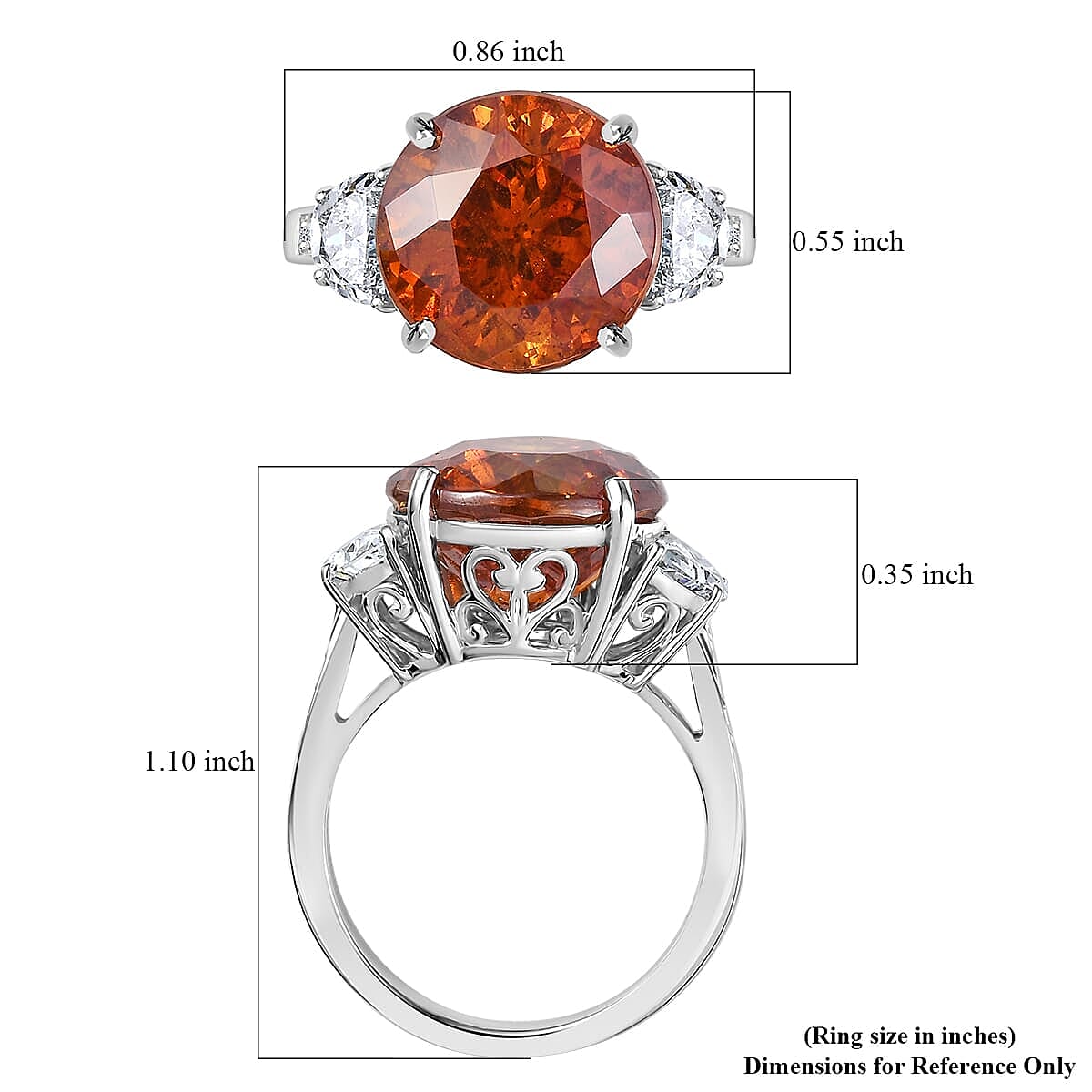 10K White Gold Premium Picos Altos Sphalerite, Luxuriant Lab Grown Diamond (E-F, VS) (1.03 cts) Ring (Size 7.5) 12.35 ctw image number 5