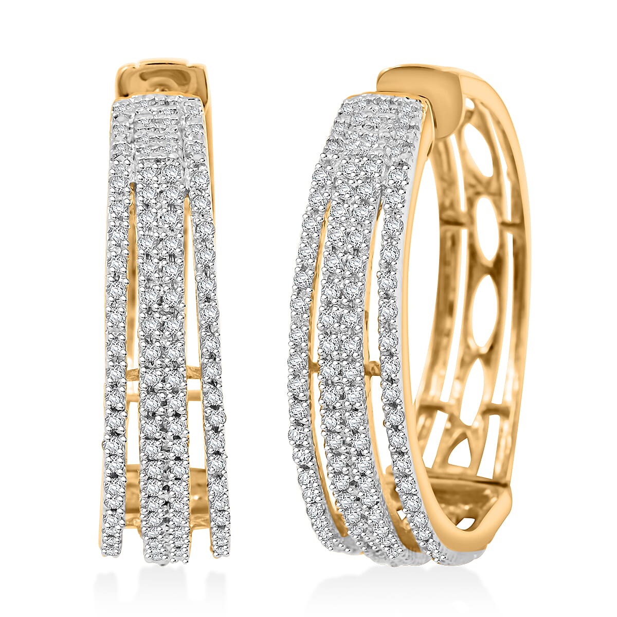 Diamond G-H I3 1.00 ctw Earrings in 14K Yellow Gold Sterling Silver  image number 0