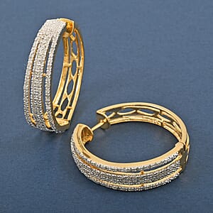 Diamond G-H I3 1.00 ctw Earrings in 14K Yellow Gold Sterling Silver 
