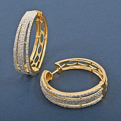 Diamond G-H I3 1.00 ctw Earrings in 14K Yellow Gold Sterling Silver 