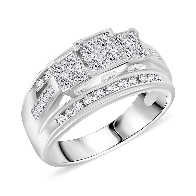 Diamond G-H I2 1.00 ctw Ring in 10K White Gold (Size 7.0) 5.15 Grams
