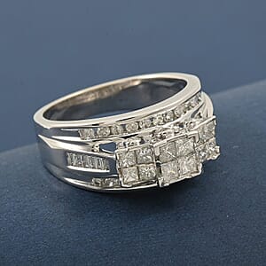 Diamond G-H I2 1.00 ctw Ring in 10K White Gold (Size 7.0) 5.15 Grams