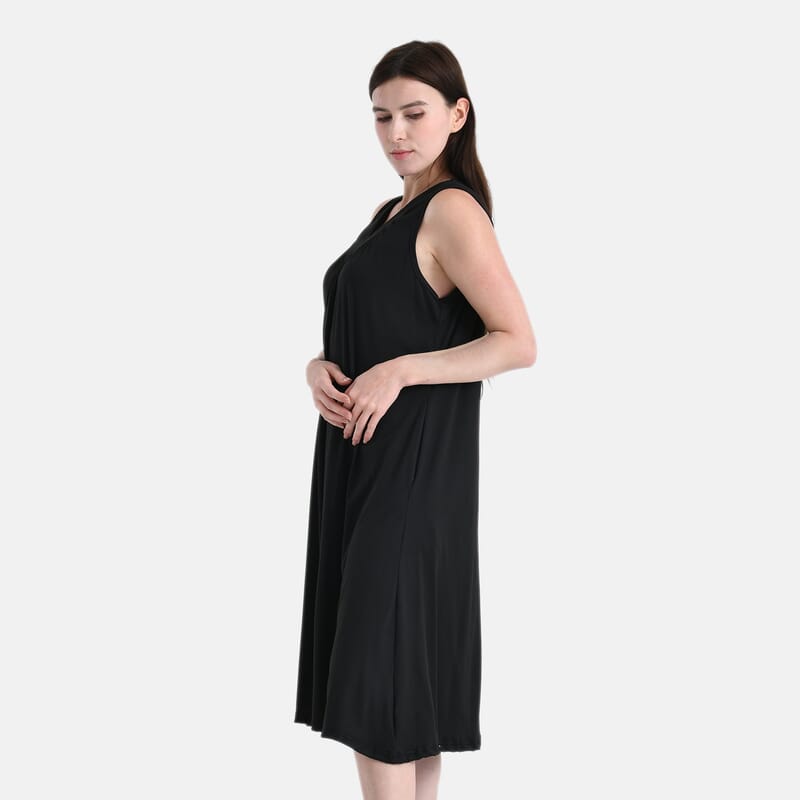 TAMSY Black Knit Sleeveless Midi House Dress - One Size Fits Most