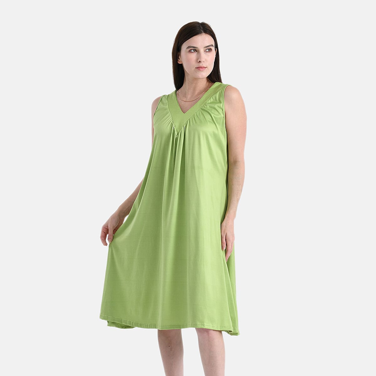 TAMSY Lime Knit Sleeveless Midi House Dress - One Size Fits Most image number 3