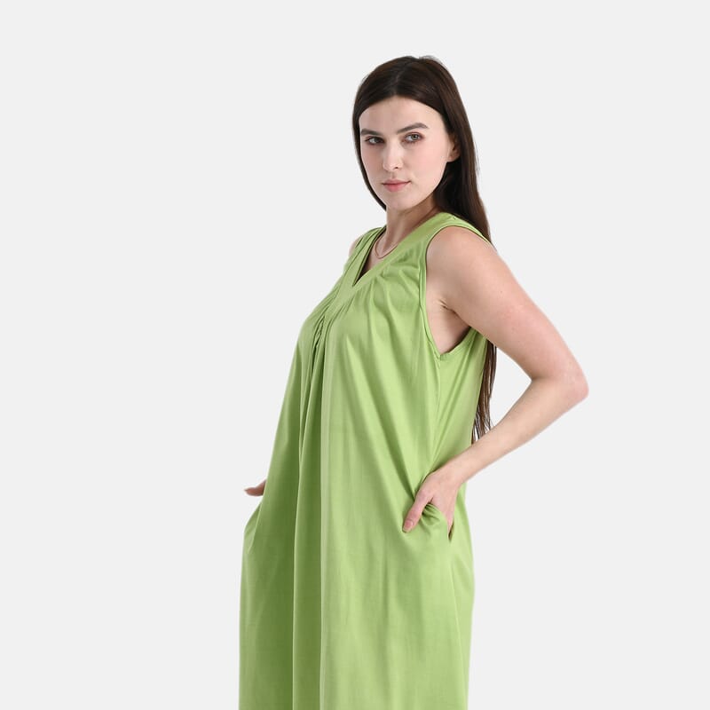 TAMSY Lime Knit Sleeveless Midi House Dress - One Size Fits Most