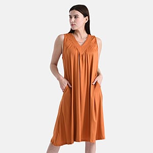 TAMSY Cinnamon Knit Sleeveless Midi House Dress - One Size Fits Most