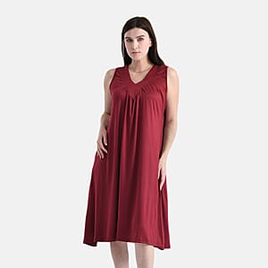 TAMSY Wine Knit Sleeveless Midi House Dress - One Size Fits Most
