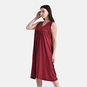 TAMSY Wine Knit Sleeveless Midi House Dress - One Size Fits Most