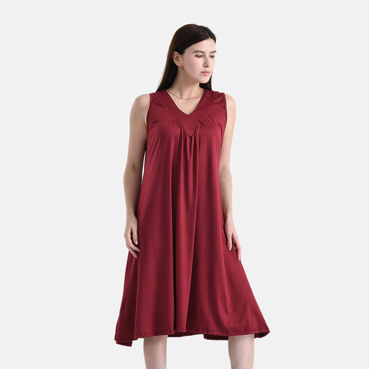 TAMSY Wine Knit Sleeveless Midi House Dress - One Size Fits Most image number 3