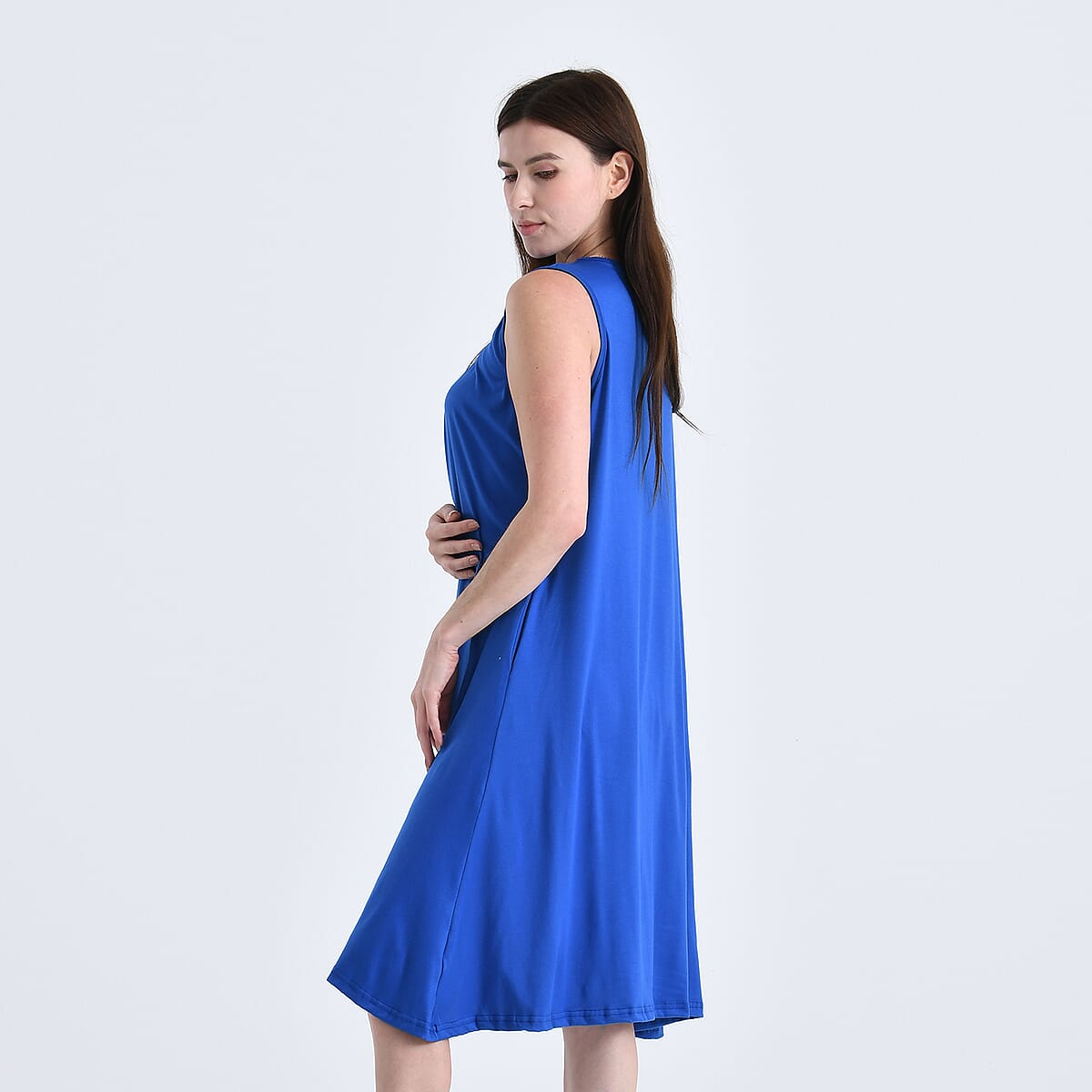TAMSY Cobalt Knit Sleeveless Midi House Dress - One Size Fits Most image number 1
