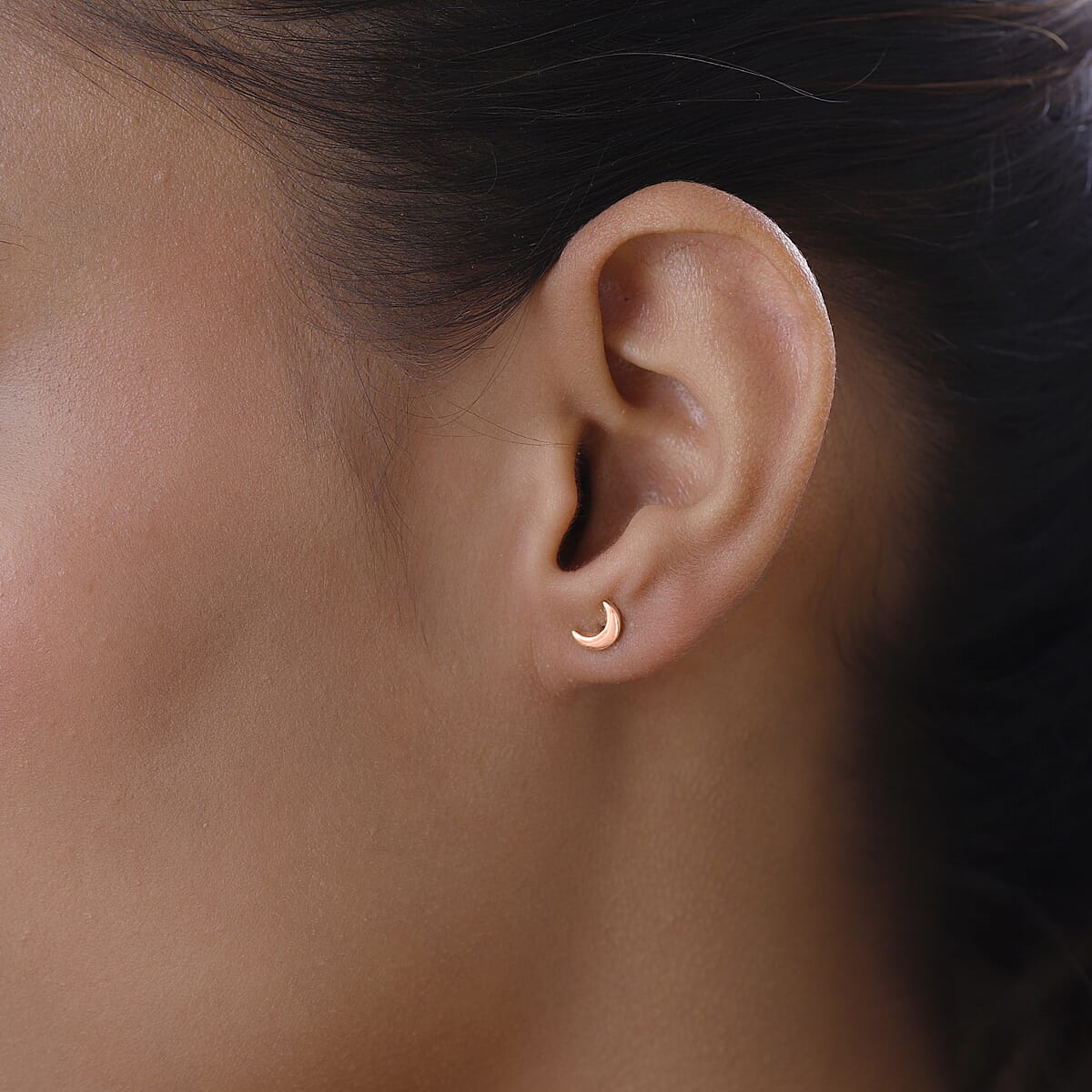 Half Moon Earrings in 10K Rose Gold 1 Grams (Del. in 10-12 Days) image number 1