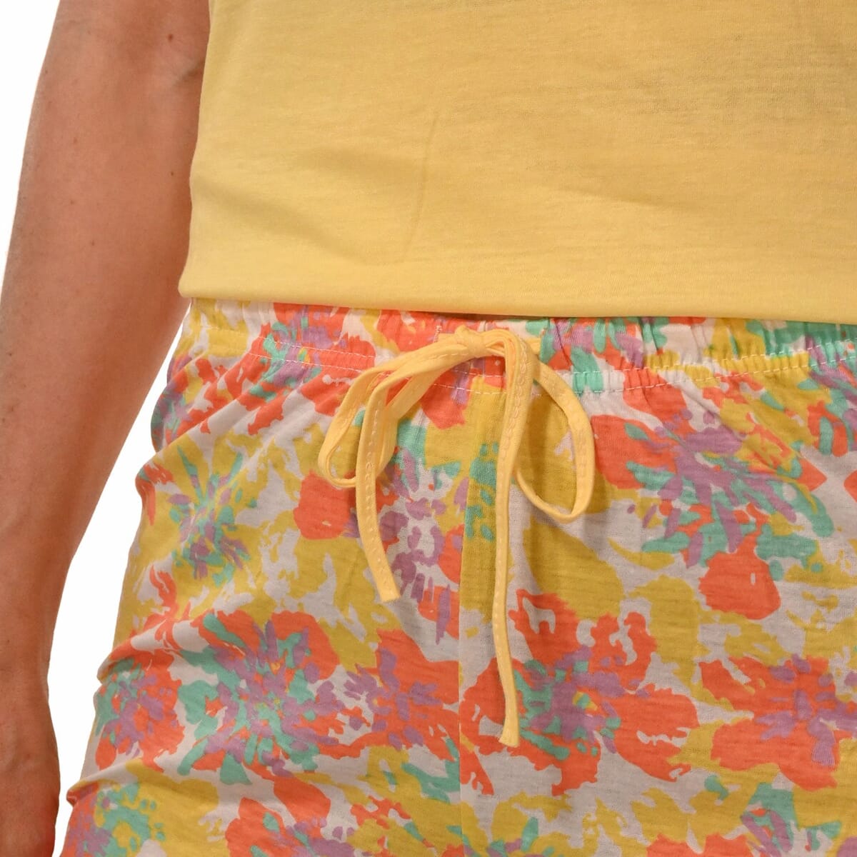 AMANDA PAIGE Yellow Floral Sleeveless Pajama Set with Lace Trim – 2X image number 6