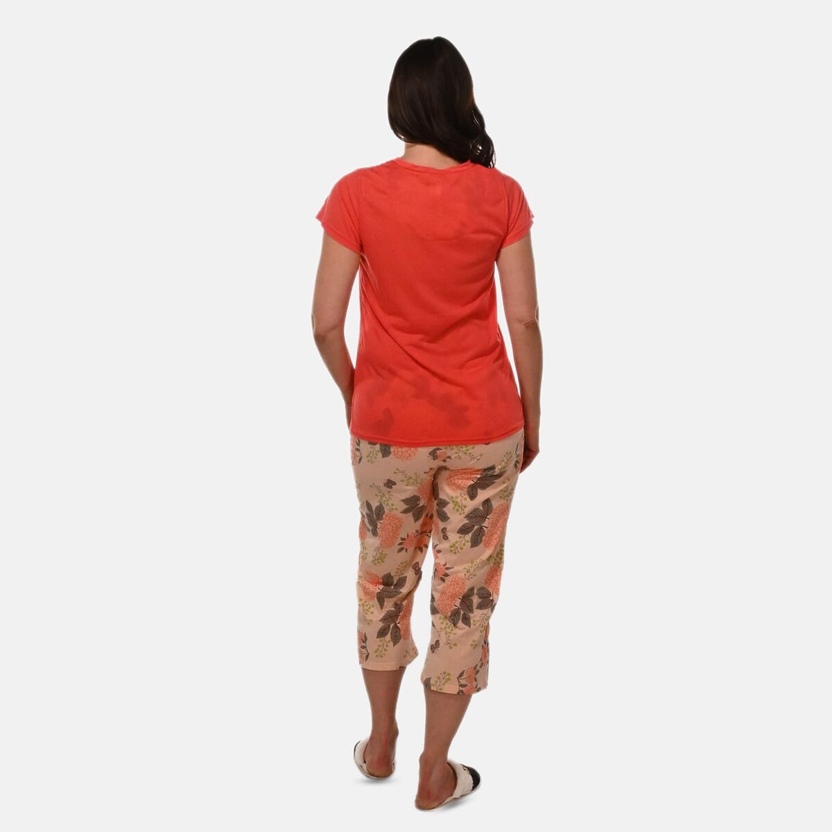 AMANDA PAIGE Coral Cap Hydrangea Floral Print Cap Sleeve Capri Pajama Set– 3X image number 1
