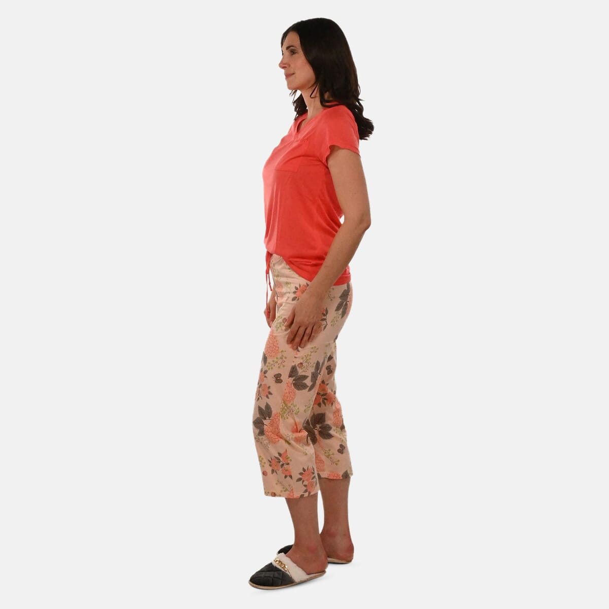 AMANDA PAIGE Coral Cap Hydrangea Floral Print Cap Sleeve Capri Pajama Set– 3X image number 2