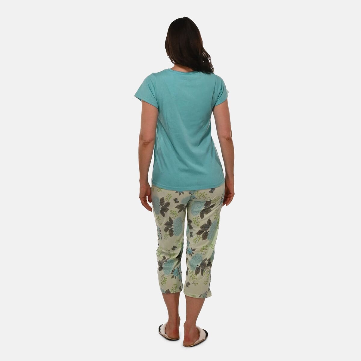 AMANDA PAIGE Aqua Cap Hydrangea Floral Print Cap Sleeve Capri Pajama Set– Small image number 1