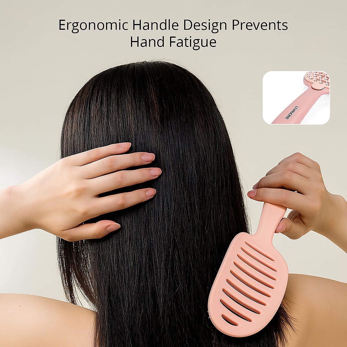 Set of 3pcs Pink, Purple and Cream White Self-cleaning Hair Brushes image number 3