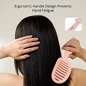 Livmore Set of 3pcs Pink, Purple and Cream White Self-Cleaning Hairbrushes