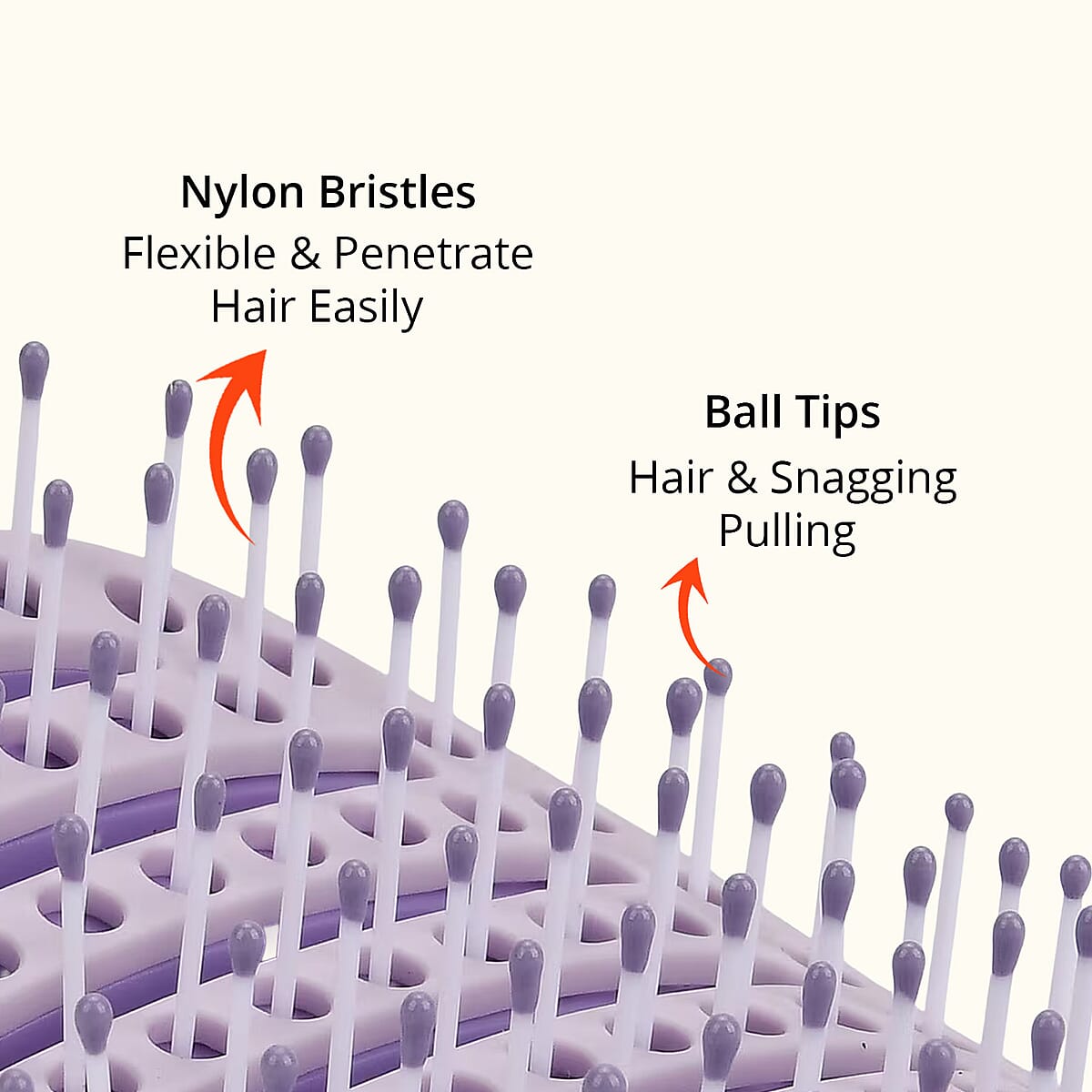 Set of 3pcs Pink, Purple and Cream White Self-cleaning Hair Brushes image number 4