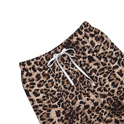 TAMSY Set of 2 Black and Leopard Polyester Lounge Pant with Drawstring - One Size Fits Most