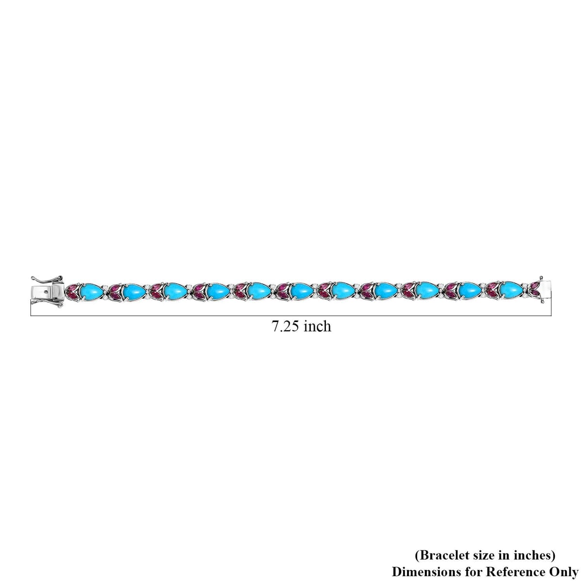 Epic Deal D'Joy Premium Sleeping Beauty Turquoise, Multi Gemstone Bracelet in Rhodium Over Sterling Silver (7.25 In) 16.70 ctw image number 4