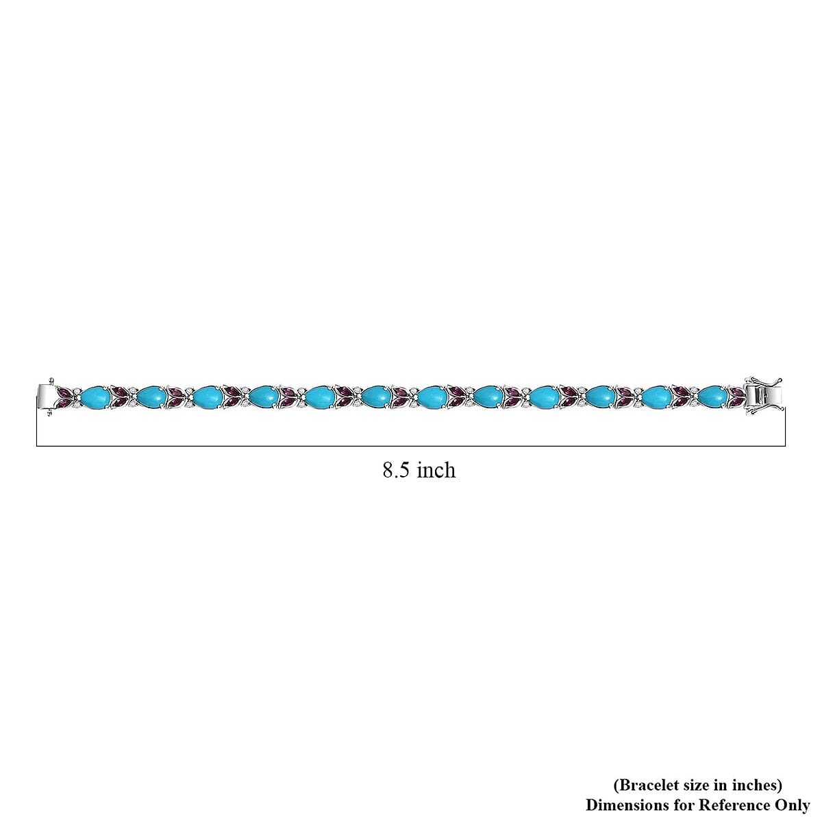 D'Joy Premium Sleeping Beauty Turquoise and Multi Gemstone 18.10 ctw Azure Bloom Bracelet in Rhodium Over Sterling Silver (8.00 In) image number 3