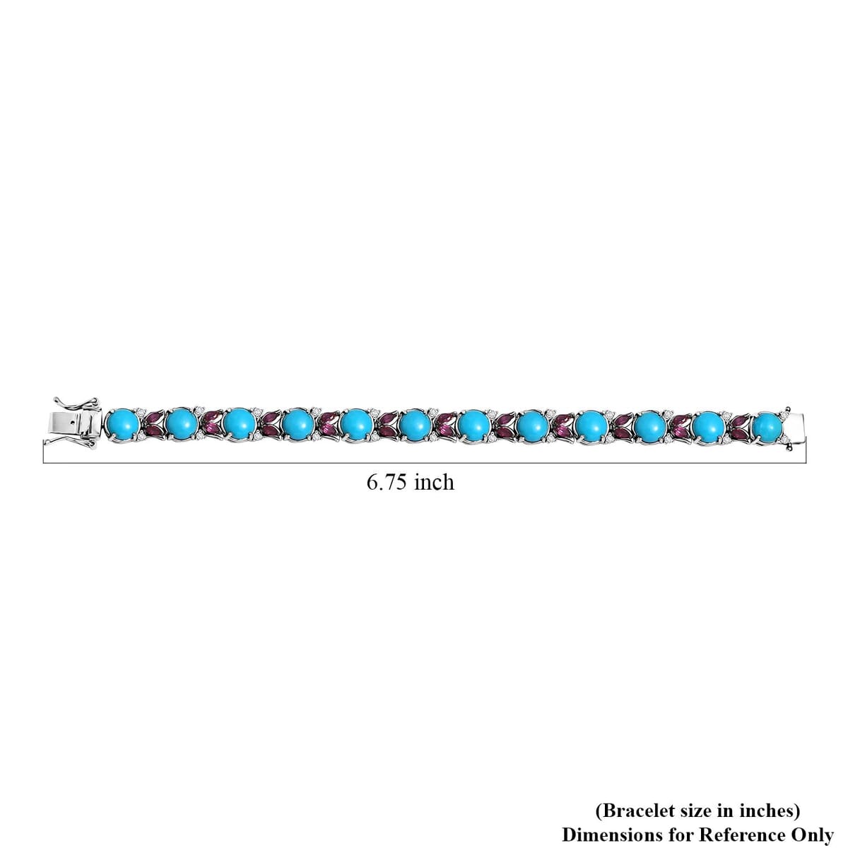D'Joy Premium Sleeping Beauty Turquoise and Multi Gemstone 16.50 ctw Bracelet in Rhodium Over Sterling Silver (6.50 In) image number 3