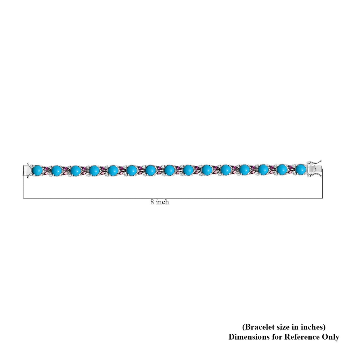 D'Joy Premium Sleeping Beauty Turquoise and Multi Gemstone 20.60 ctw Bracelet in Rhodium Over Sterling Silver (8.00 In) image number 2