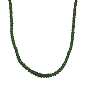 Premium Chrome Diopside 80.00 ctw Beaded Necklace in Rhodium Over Sterling Silver 18-20 Inches