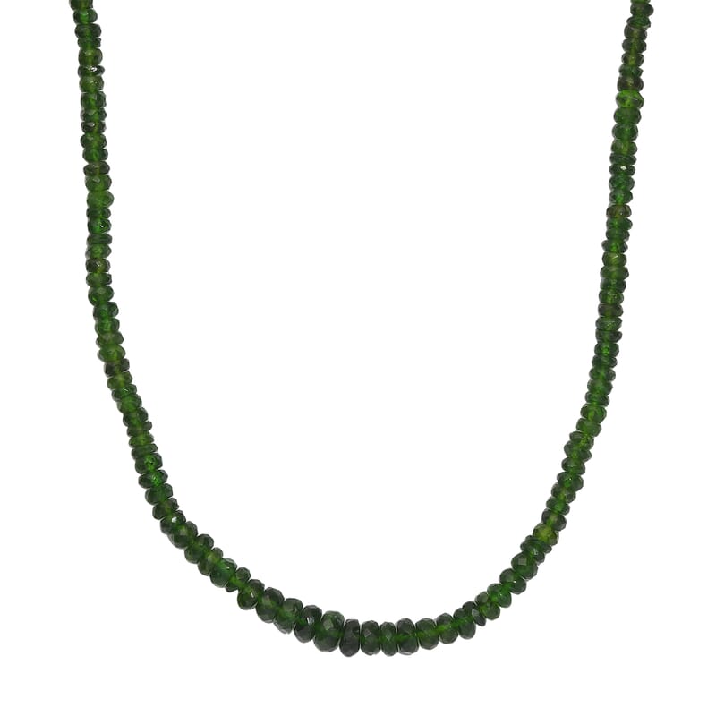 Premium Chrome Diopside 80.00 ctw Beaded Necklace in Rhodium Over Sterling Silver 18-20 Inches
