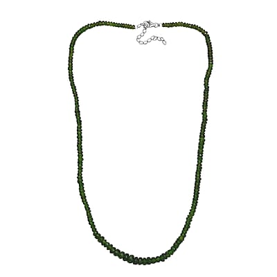 Premium Chrome Diopside 80.00 ctw Beaded Necklace in Rhodium Over Sterling Silver 18-20 Inches