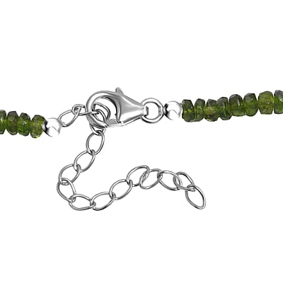Premium Chrome Diopside 80.00 ctw Beaded Necklace in Rhodium Over Sterling Silver 18-20 Inches