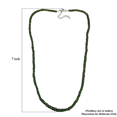 Premium Chrome Diopside 80.00 ctw Beaded Necklace in Rhodium Over Sterling Silver 18-20 Inches